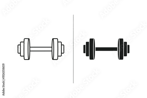 Heavy Dumbbell Weight Icon Vector - Fitness, Workout, and Gym Exercise Symbol