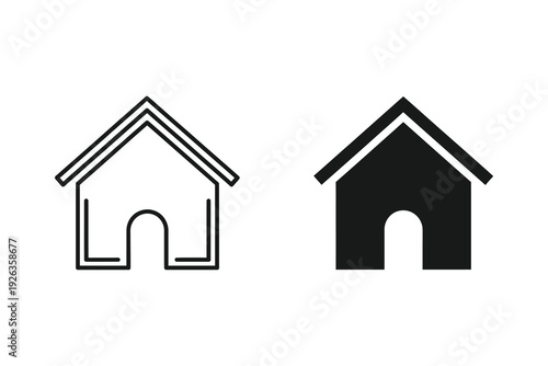 Minimalist House Home Icon Vector - Simple Residential Building Symbol