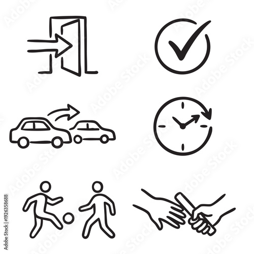 Minimal Transportation and Safety Icons Set
