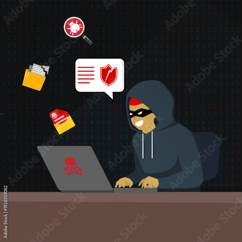 Hacker Committing Cybercrime on Laptop