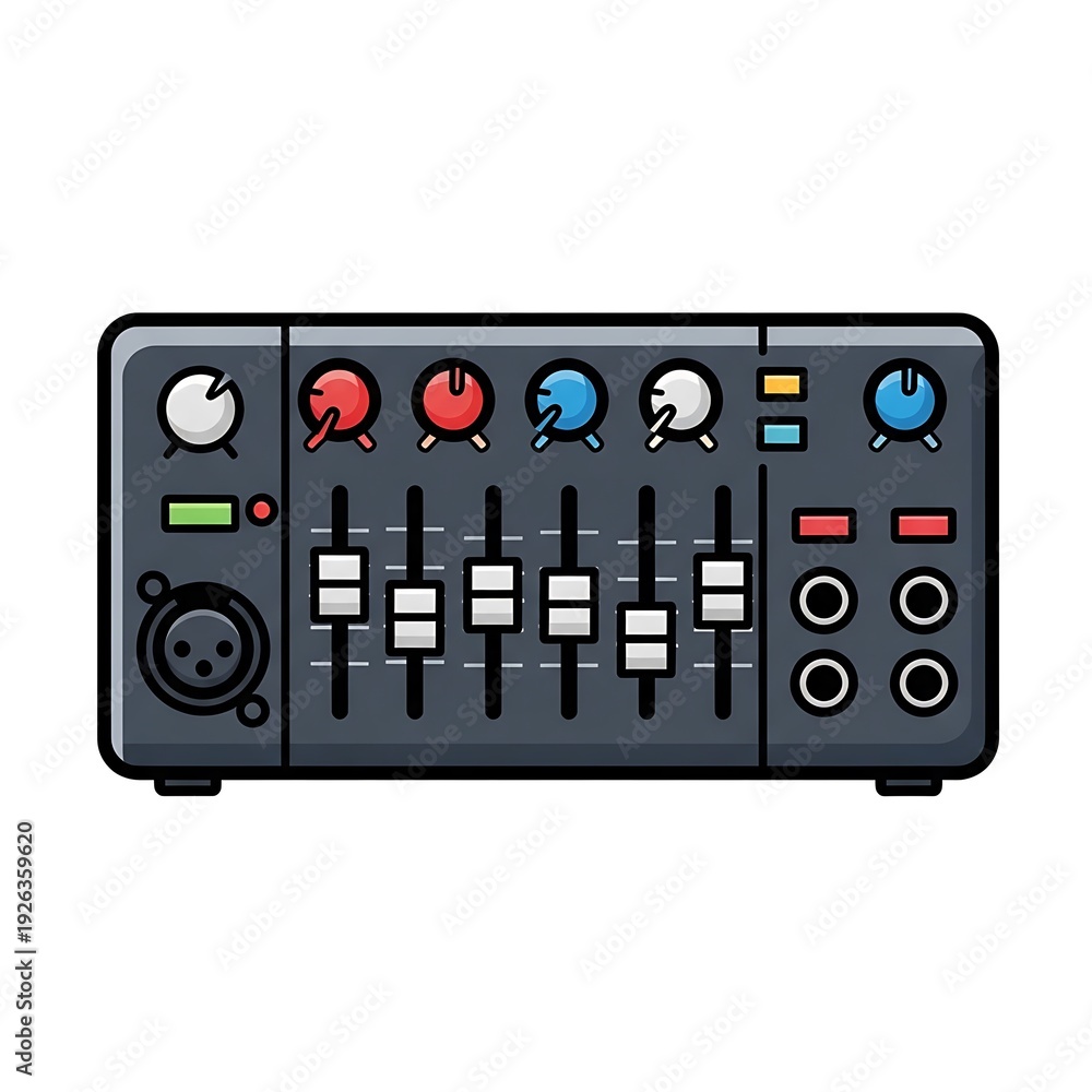 Fototapeta premium Professional Audio Mixer Control Panel Illustration.