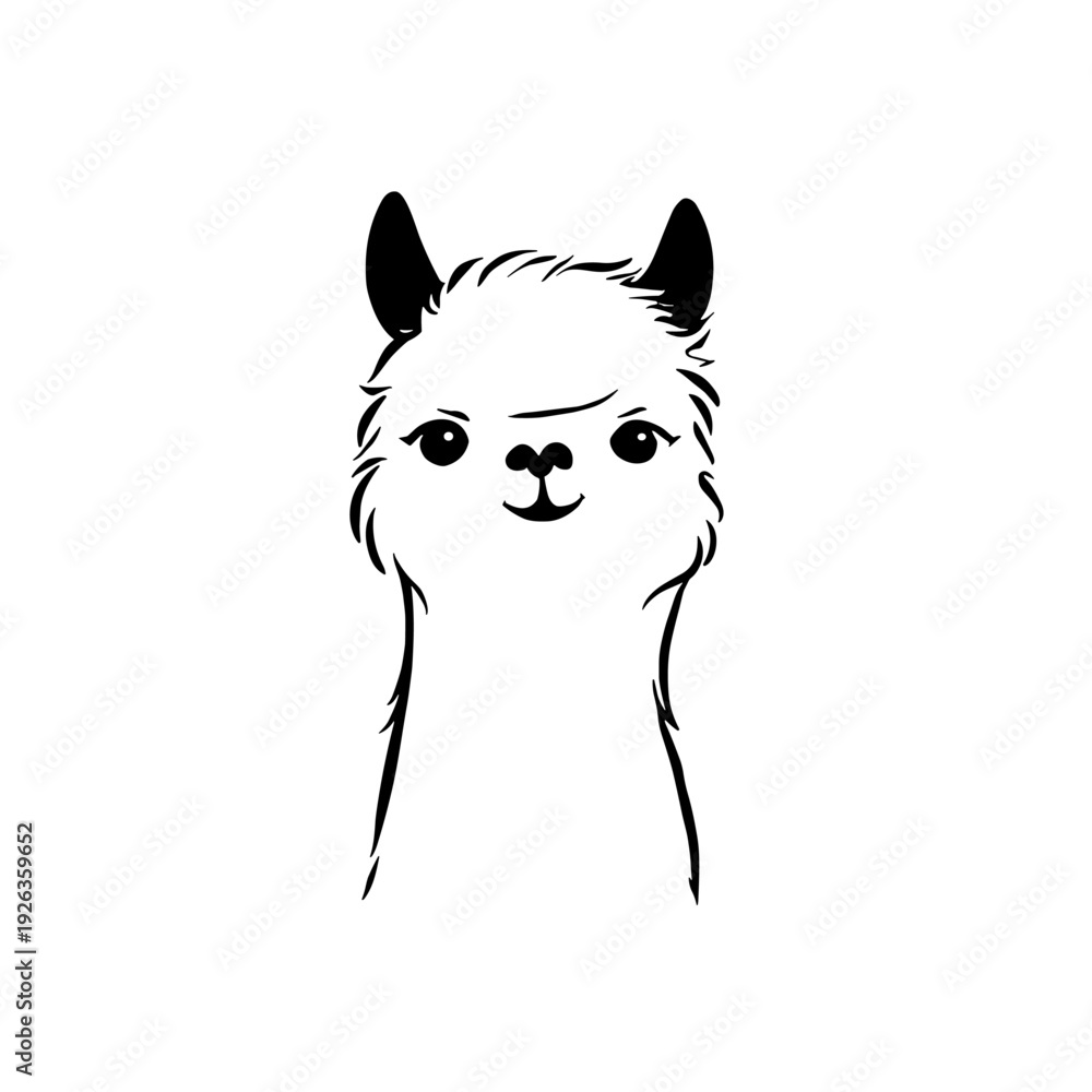 Fototapeta premium alpaca. alpaca simple black and white line art vector logo
