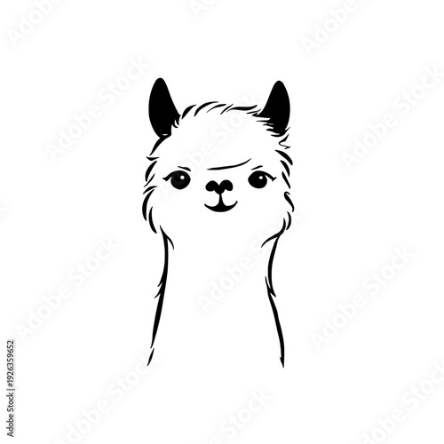 alpaca. alpaca simple black and white line art vector logo