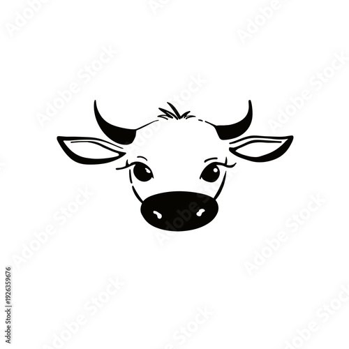 cattle. cattle simple black and white line art vector logo