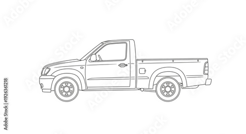 Pickup Truck Line Drawing Vehicle.
