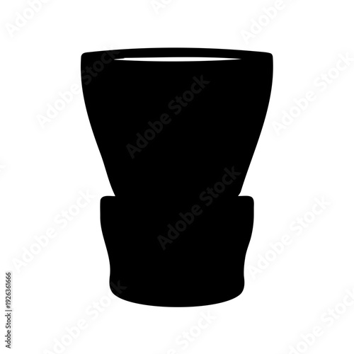 A silhouette of a black shaving scuttle on a white background