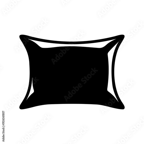 Simple black and white vector silhouette illustration of a pillow on white