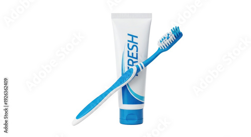 Photo-realistic Toothbrush and Toothpaste Tube for Dental Oral Care Niche