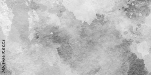 Black and white old stained grunge grey shades watercolor, Abstract grunge white or grey watercolor painting background, abstract painted white clouds with dark gray grunge