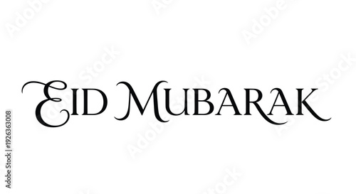 Elegant eid mubarak calligraphy on a plain white background high quality