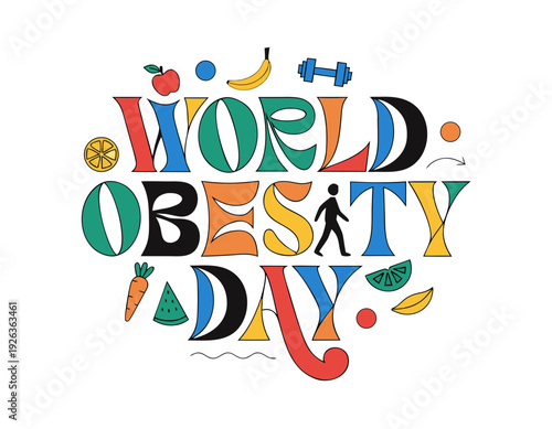 WORLD OBESITY DAY vector illustration isolated on white background