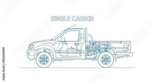 Pickup Truck Outline Illustration Design.