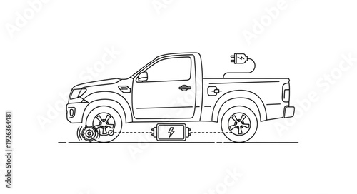 Pickup Truck Outline Side View.