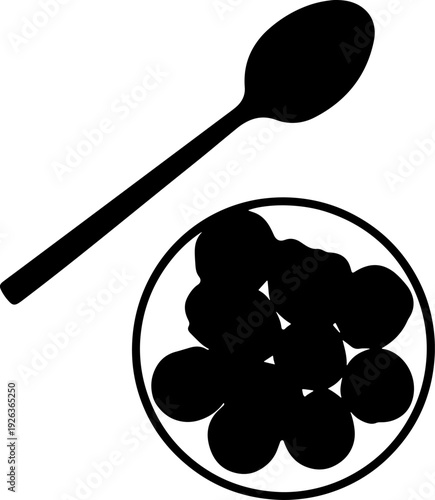 Spoon with blueberries