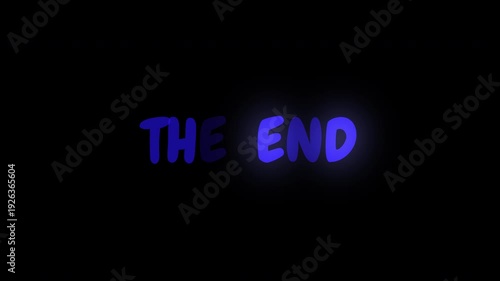 The End sign animation with alpha channel transparency, cinematic closing title motion perfect for film endings, video outros, and edits.