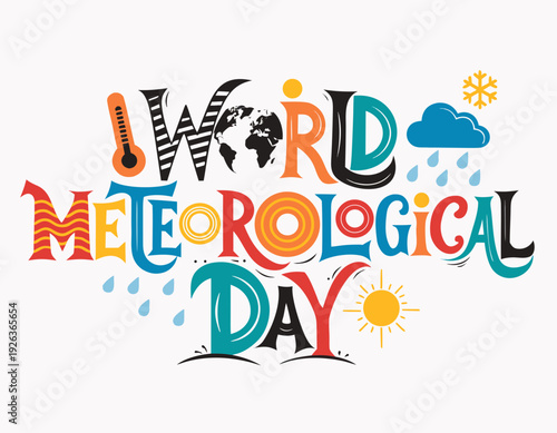Meteorology and Weather Awareness Vector, World Meteorological Day Celebration Illustration