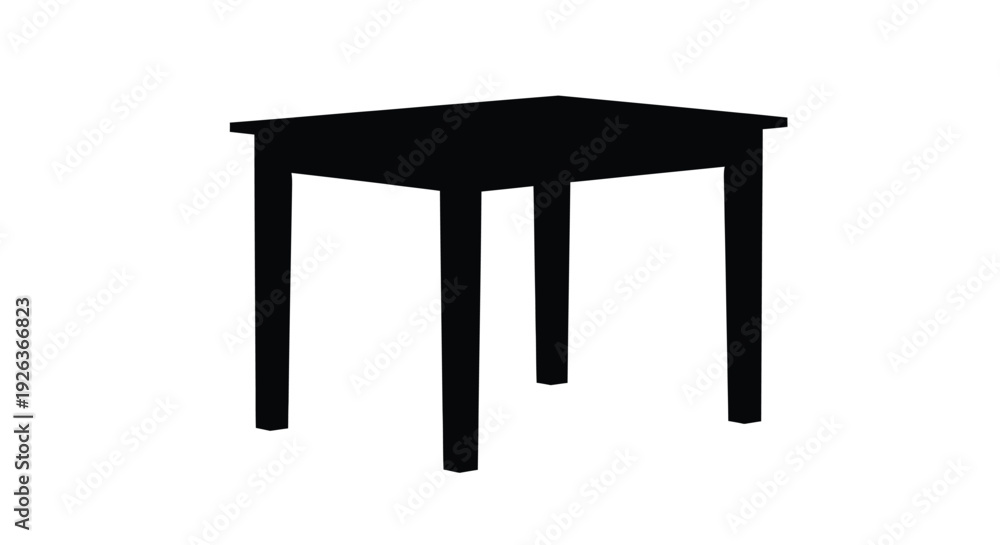 Fototapeta premium Simple black silhouette of a square table against a white background
