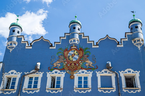 Fotografi Burghausen Altstadt, Germany: Facade of a  picturesque old medieval historical buildings