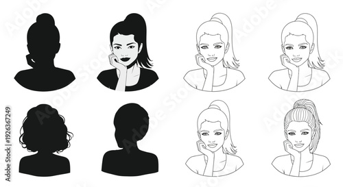 Collection of diverse female headshots with varying hairstyles and perspectives