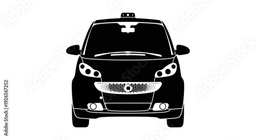 Black Taxi Cab Front View Illustration.