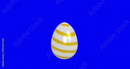 Wallpaper Mural Happy Easter concept. Egg on blue monochrome background. 3d render video.  Torontodigital.ca