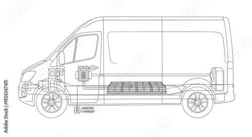 Detailed Technical Drawing of a Van Vehicle.