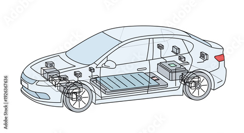Detailed Technical Drawing of Car Components.