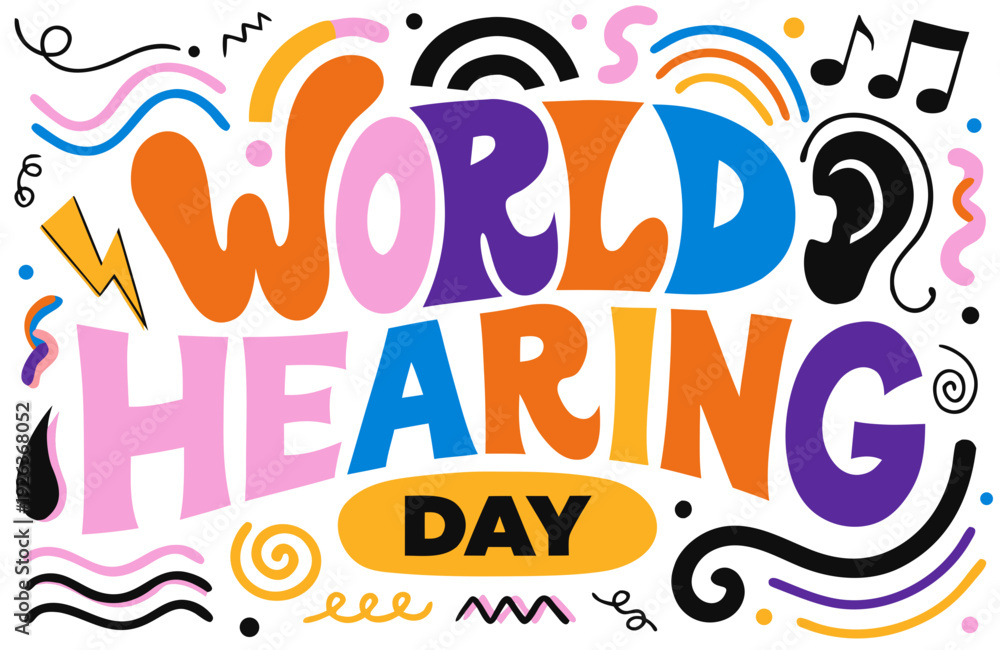 Obraz premium WORLD HEARING DAY vector illustration isolated on white background