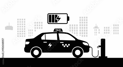 Electric Car Charging at Station Silhouette.
