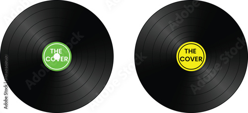 Two vinyl records with distinct label designs