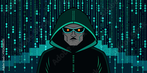hacker background with binary bit 0 1 streaming down