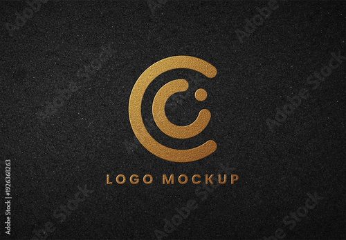 Gold Embossed Logo Mockup on Black Background