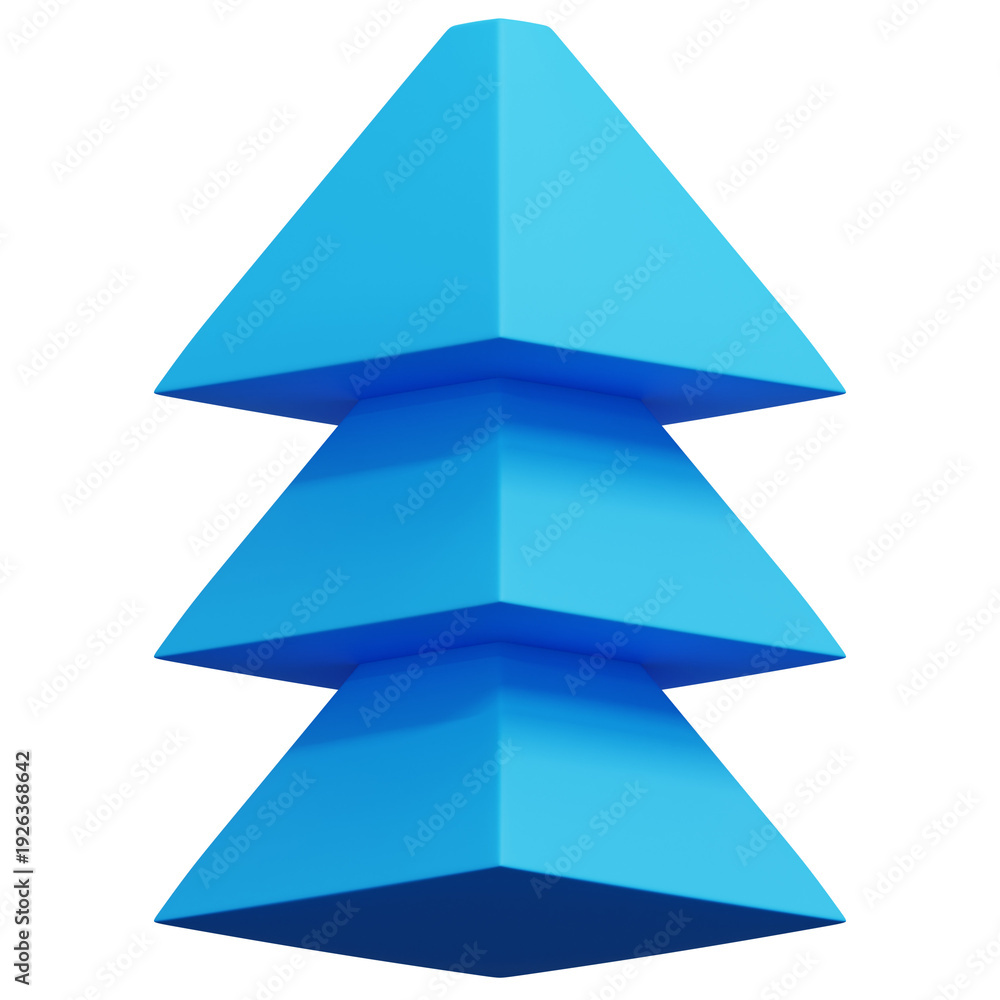 Fototapeta premium 3D Blue Stacked Pyramid Tower Abstract Shape