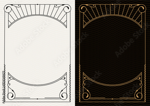 Luxury frame invitation card background vector. Elegant classic antique design, gold lines t, sparkle on black background. Premium design illustration for gala card, grand opening, art deco, magazine.