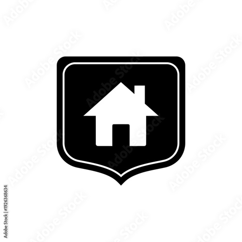 Modern house icon in shield shape for real estate or protection