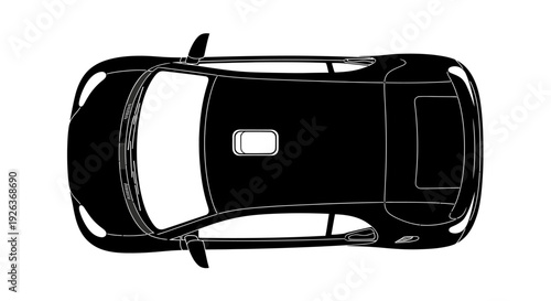 Top View of Car Illustration Outline.