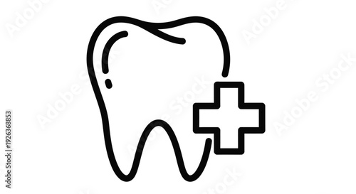 Dental health icon featuring a tooth with a medical cross overlay