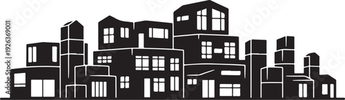 Various furniture pieces arranged in a circular black pattern