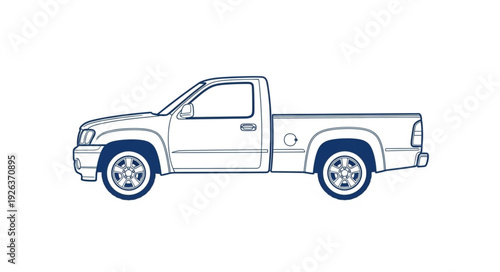 Pickup Truck Side View Illustration.