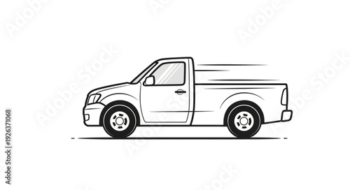 Pickup Truck Side View Illustration.