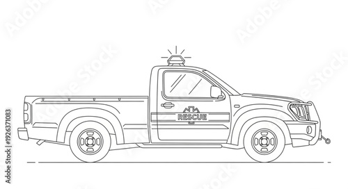 Pickup Truck Side View Illustration.