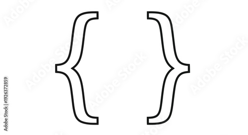 Simple black outline of two curly brackets commonly used in coding
