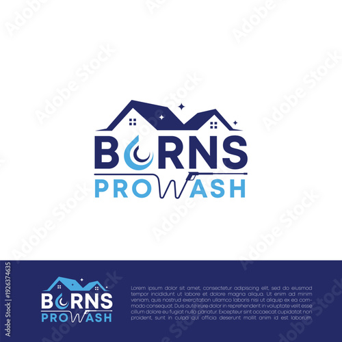 Burns ProWash Logo Design for Professional Cleaning Services.