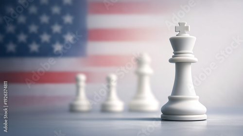 Chess Game with American Fl...