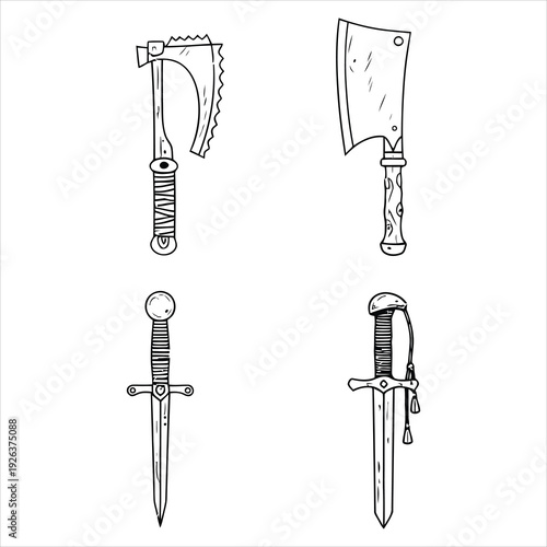 Vintage weapon icon set