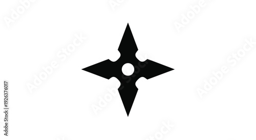 Black ninja star against white background a striking silhouette