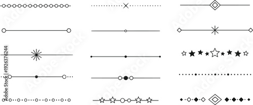 Minimalist Decorative Dividers Set With Stars Dots Lines And Geometric Shapes For Wedding Invitations Page Separators Book Design And Borders