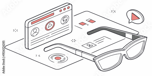 Modern smart glasses displaying augmented reality interface on a digital device.