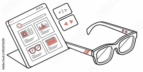 Person using augmented reality glasses to interact with a digital tablet interface