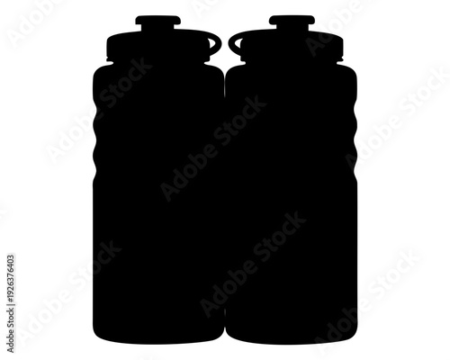 Silhouette of Two Water Bottles, Representing Hydration, Fitness, and Healthy Living